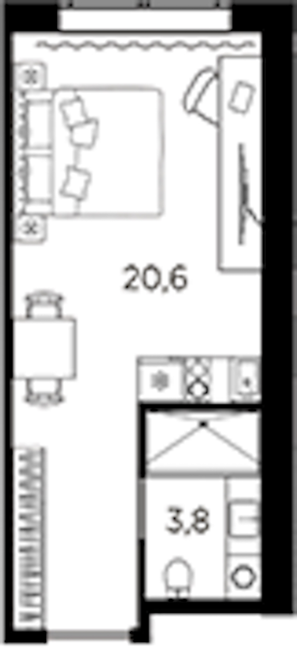 Квартира студия 24.4 м², 5/13 эт., ЖК «AVENIR Industrial»